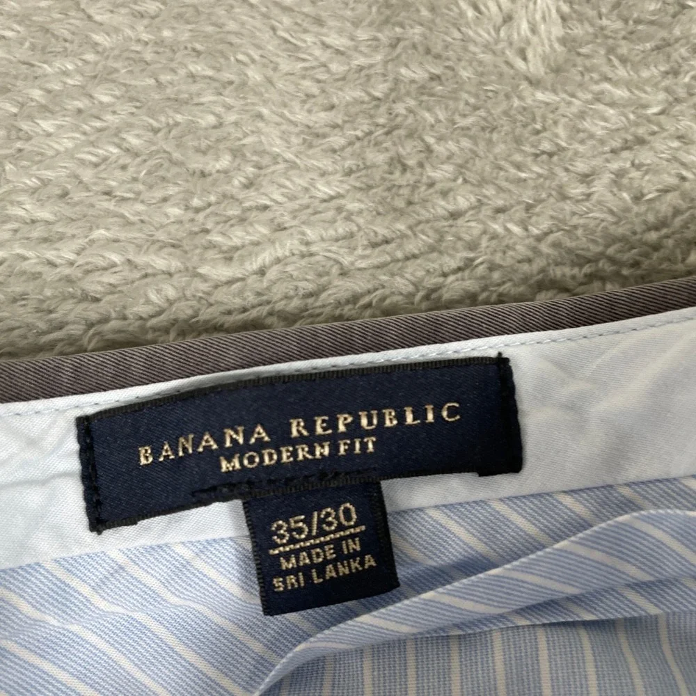 Banana Republic Chino Pants Mens 35x30 Gray Modern Fit Cotton Casual Trousers